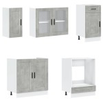 vidaXL Set dulapuri de bucătărie 8 piese „Kalmar” gri beton Lemn vidaXL Set dulapuri de bucătărie 8 piese „Kalmar” gri beton Lemn