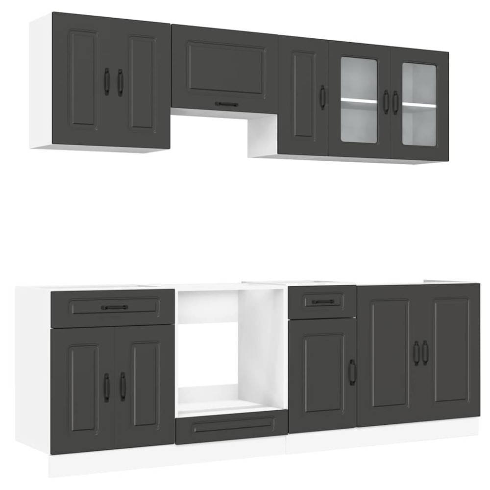 vidaXL Set dulap de bucătărie 8 piese „Kalmar” lemn negru prelucrat