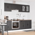 vidaXL Set dulap de bucătărie 8 piese „Kalmar” lemn negru prelucrat