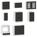 vidaXL Set dulap de bucătărie 8 piese „Kalmar” lemn negru prelucrat