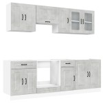 vidaXL Set dulapuri de bucătărie 8 piese „Kalmar” gri beton Lemn