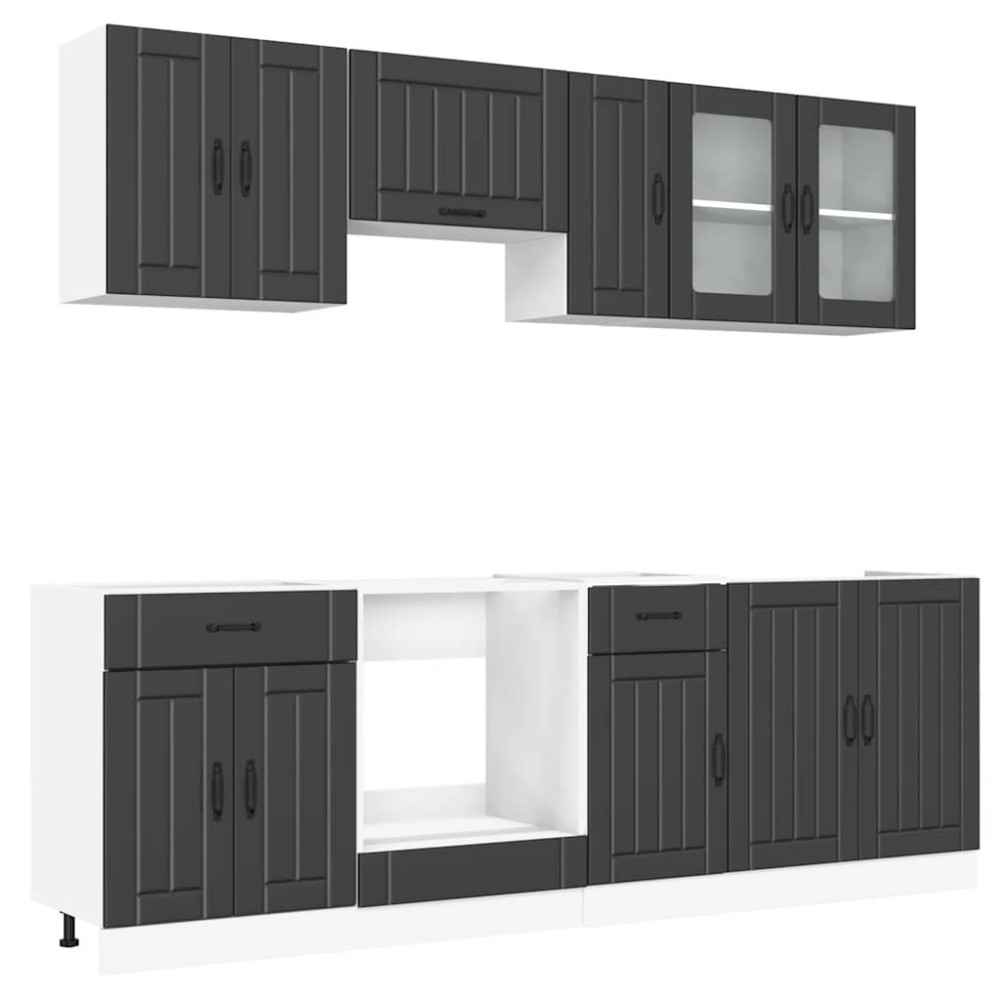 vidaXL Set dulap de bucătărie 8 piese „Kalmar” lemn negru prelucrat