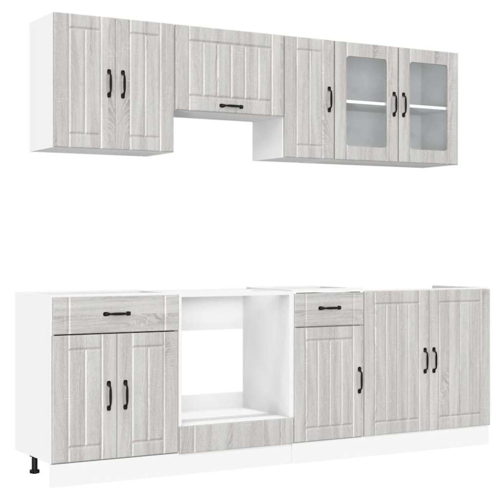 vidaXL Set de dulapuri de bucătărie 8 piese „Kalmar” lemn Sonoma gri