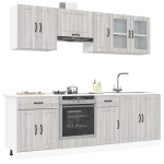 vidaXL Set de dulapuri de bucătărie 8 piese „Kalmar” lemn Sonoma gri vidaXL Set de dulapuri de bucătărie 8 piese „Kalmar” lemn Sonoma gri