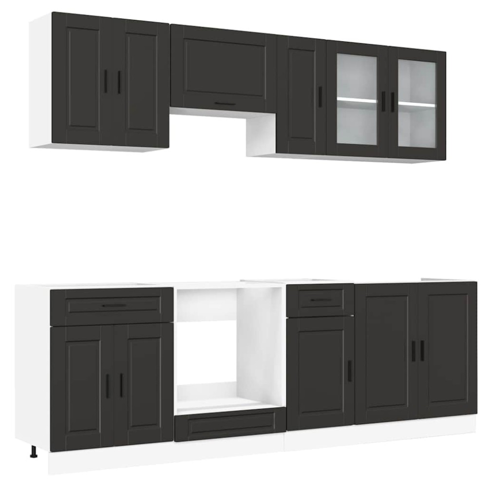 vidaXL Set dulap de bucătărie 8 piese „Kalmar” lemn negru prelucrat