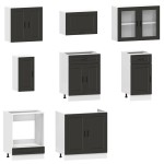 vidaXL Set dulap de bucătărie 8 piese „Kalmar” lemn negru prelucrat