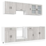 vidaXL Set de dulapuri de bucătărie 8 piese „Kalmar” lemn Sonoma gri vidaXL Set de dulapuri de bucătărie 8 piese „Kalmar” lemn Sonoma gri