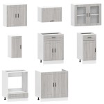 vidaXL Set de dulapuri de bucătărie 8 piese „Kalmar” lemn Sonoma gri vidaXL Set de dulapuri de bucătărie 8 piese „Kalmar” lemn Sonoma gri