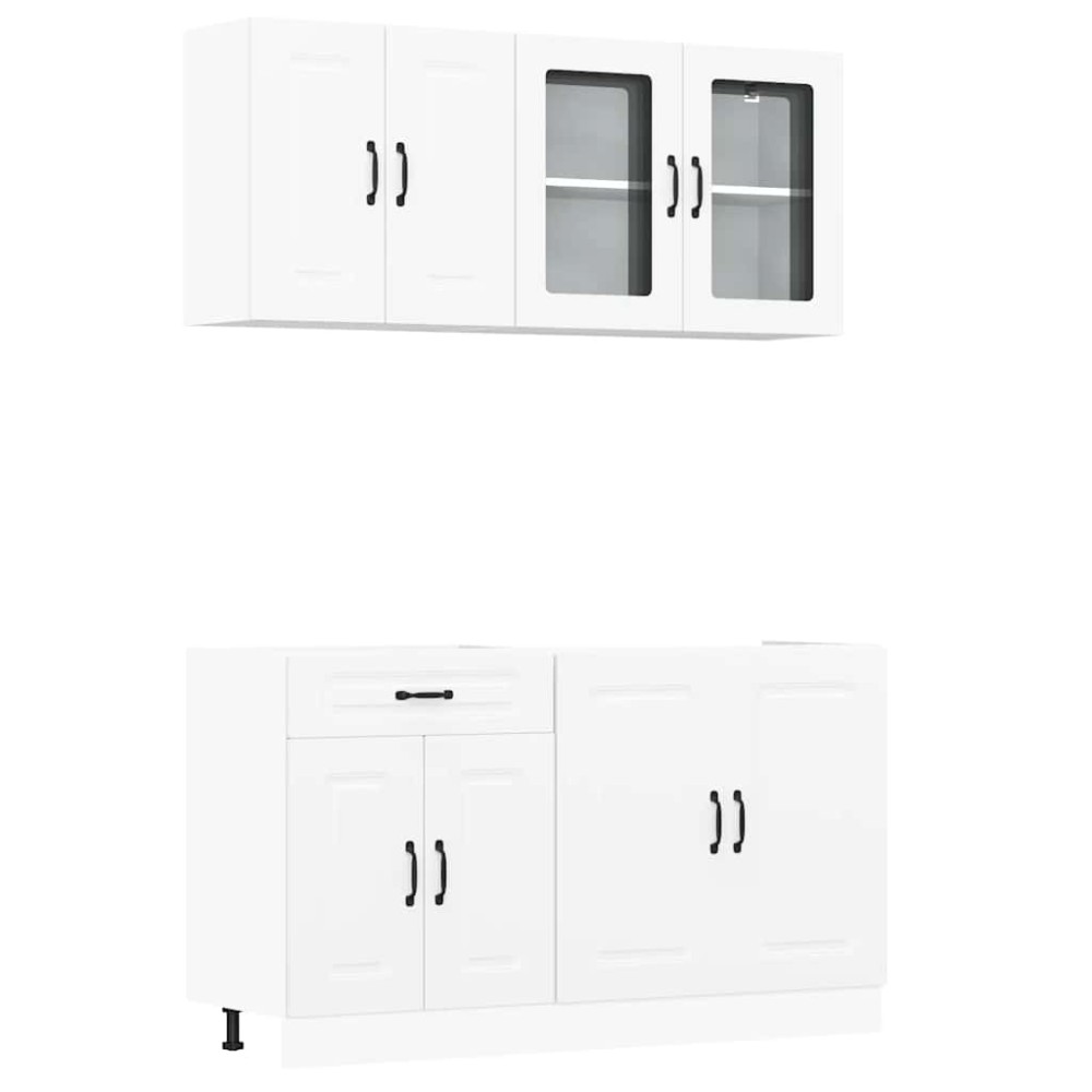 vidaXL Set dulap de bucătărie din 4 piese „Kalmar” Lemn prelucrat alb