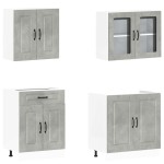 vidaXL Set dulapuri de bucătărie 4 piese „Kalmar” gri beton Lemn vidaXL Set dulapuri de bucătărie 4 piese „Kalmar” gri beton Lemn