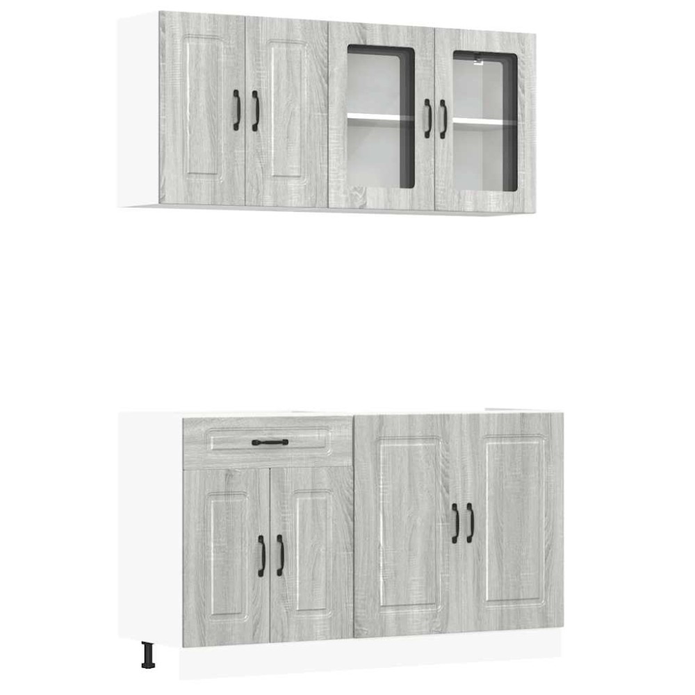 vidaXL Set de dulapuri de bucătărie 4 piese „Kalmar” lemn Sonoma gri