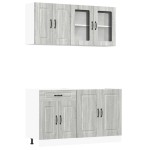 vidaXL Set de dulapuri de bucătărie 4 piese „Kalmar” lemn Sonoma gri vidaXL Set de dulapuri de bucătărie 4 piese „Kalmar” lemn Sonoma gri