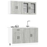 vidaXL Set de dulapuri de bucătărie 4 piese „Kalmar” lemn Sonoma gri vidaXL Set de dulapuri de bucătărie 4 piese „Kalmar” lemn Sonoma gri