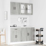 vidaXL Set de dulapuri de bucătărie 4 piese „Kalmar” lemn Sonoma gri vidaXL Set de dulapuri de bucătărie 4 piese „Kalmar” lemn Sonoma gri
