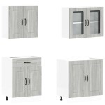 vidaXL Set de dulapuri de bucătărie 4 piese „Kalmar” lemn Sonoma gri vidaXL Set de dulapuri de bucătărie 4 piese „Kalmar” lemn Sonoma gri