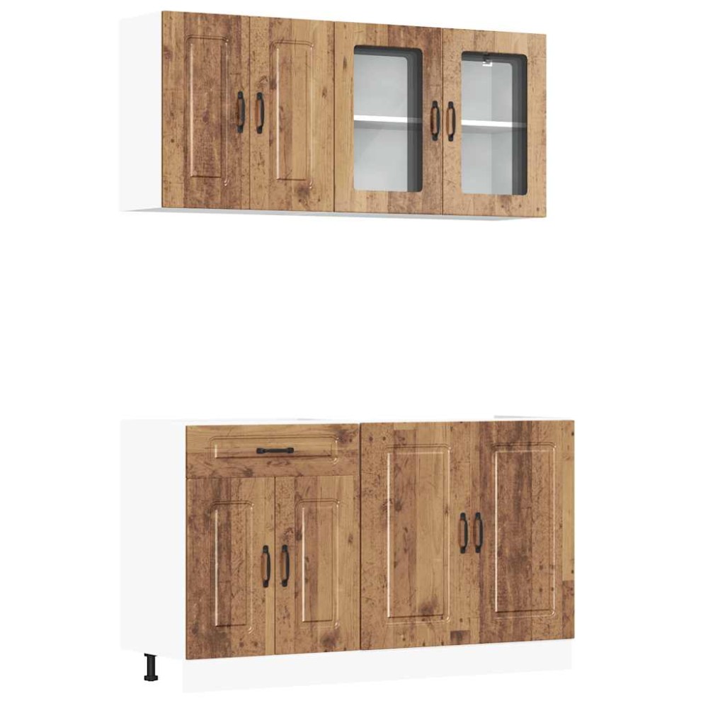 vidaXL Set de dulapuri de bucătărie 4 piese „Kalmar” Lemn vechi lemn