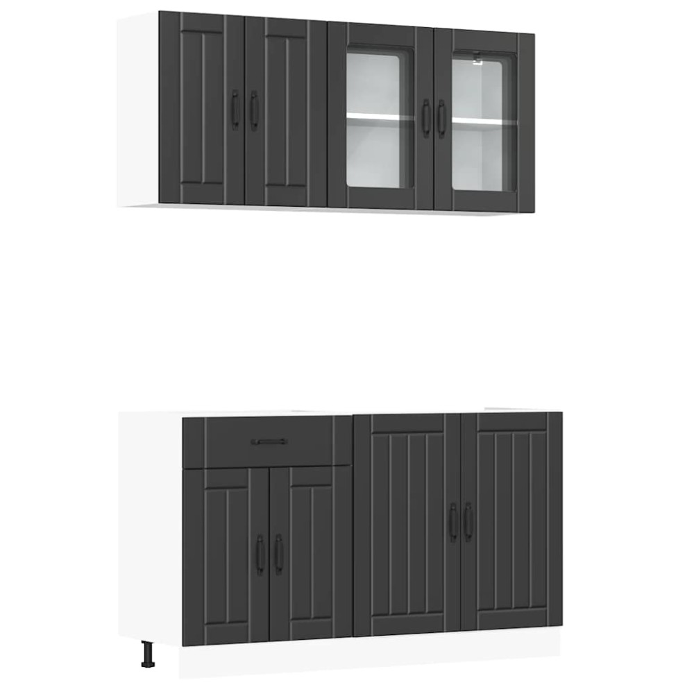 vidaXL Set dulap de bucătărie 4 piese „Kalmar” lemn negru prelucrat