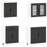 vidaXL Set dulap de bucătărie 4 piese „Lucca” lemn negru prelucrat vidaXL Set dulap de bucătărie 4 piese „Lucca” lemn negru prelucrat