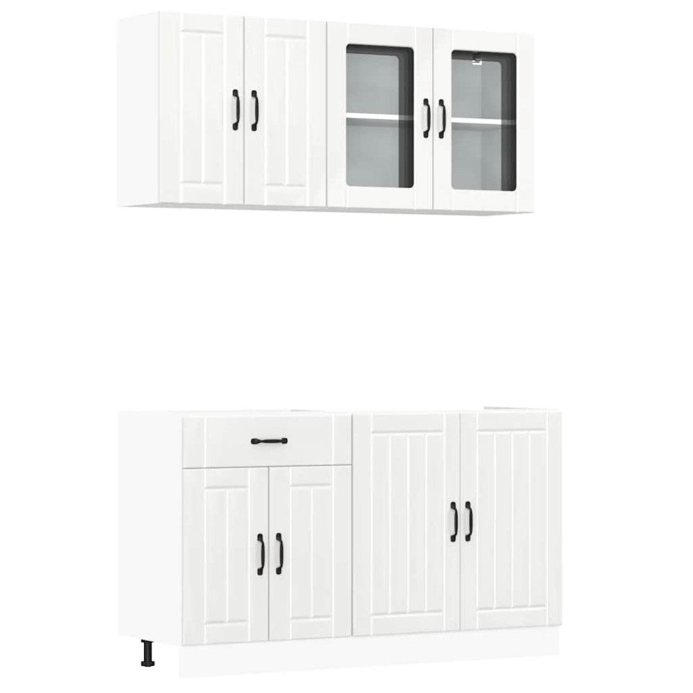 vidaXL Set dulap de bucătărie 4 piese „Kalmar” alb lucios Lemn