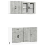 vidaXL Set dulapuri de bucătărie 4 piese „Kalmar” gri beton Lemn vidaXL Set dulapuri de bucătărie 4 piese „Kalmar” gri beton Lemn