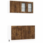vidaXL Set dulap de bucătărie din 4 piese „Kalmar” stejar afumat Lemn vidaXL Set dulap de bucătărie din 4 piese „Kalmar” stejar afumat Lemn