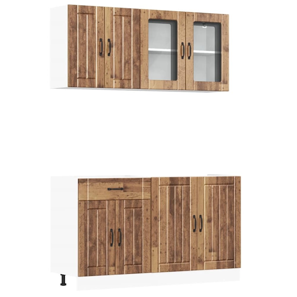 vidaXL Set de dulapuri de bucătărie 4 piese „Kalmar” Lemn vechi lemn