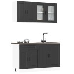 vidaXL Set dulap de bucătărie 4 piese „Porto” lemn negru prelucrat vidaXL Set dulap de bucătărie 4 piese „Porto” lemn negru prelucrat