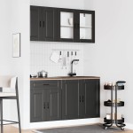 vidaXL Set dulap de bucătărie 4 piese „Porto” lemn negru prelucrat vidaXL Set dulap de bucătărie 4 piese „Porto” lemn negru prelucrat