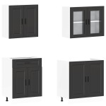 vidaXL Set dulap de bucătărie 4 piese „Porto” lemn negru prelucrat vidaXL Set dulap de bucătărie 4 piese „Porto” lemn negru prelucrat
