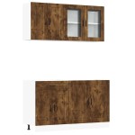 vidaXL Set dulap de bucătărie din 4 piese „Porto” stejar afumat Lemn vidaXL Set dulap de bucătărie din 4 piese „Porto” stejar afumat Lemn