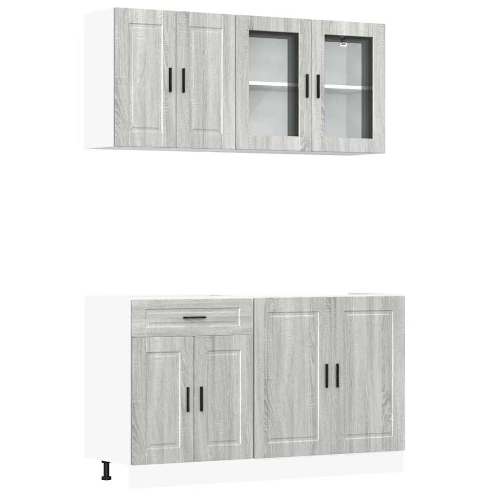 vidaXL Set de dulapuri de bucătărie 4 piese „Porto” lemn Sonoma gri