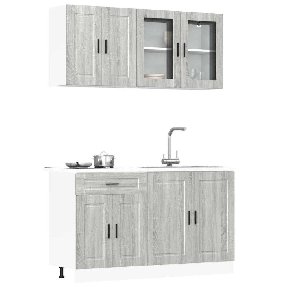 vidaXL Set de dulapuri de bucătărie 4 piese „Porto” lemn Sonoma gri
