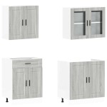vidaXL Set de dulapuri de bucătărie 4 piese „Porto” lemn Sonoma gri vidaXL Set de dulapuri de bucătărie 4 piese „Porto” lemn Sonoma gri