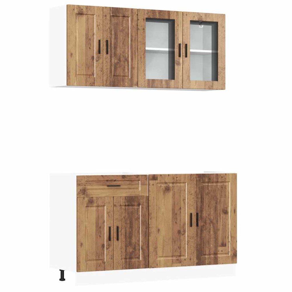 vidaXL Set de dulapuri de bucătărie 4 piese „Porto” Lemn vechi lemn