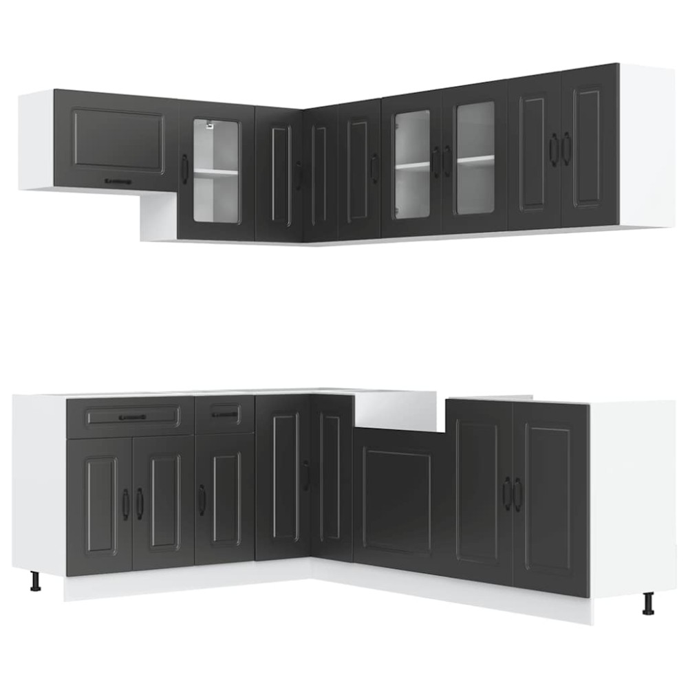 vidaXL Set dulap de bucătărie 11 piese „Kalmar” lemn negru prelucrat