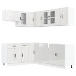 vidaXL Set dulap de bucătărie 11 piese „Kalmar” alb lucios Lemn