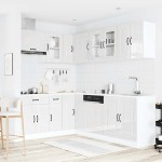 vidaXL Set dulap de bucătărie 11 piese „Kalmar” alb lucios Lemn