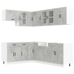 vidaXL Set dulapuri de bucătărie 11 piese „Kalmar” gri beton Lemn vidaXL Set dulapuri de bucătărie 11 piese „Kalmar” gri beton Lemn