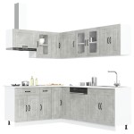vidaXL Set dulapuri de bucătărie 11 piese „Kalmar” gri beton Lemn vidaXL Set dulapuri de bucătărie 11 piese „Kalmar” gri beton Lemn
