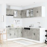 vidaXL Set dulapuri de bucătărie 11 piese „Kalmar” gri beton Lemn vidaXL Set dulapuri de bucătărie 11 piese „Kalmar” gri beton Lemn
