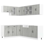 vidaXL Set de dulapuri de bucătărie 11 piese „Kalmar” lemn Sonoma gri vidaXL Set de dulapuri de bucătărie 11 piese „Kalmar” lemn Sonoma gri