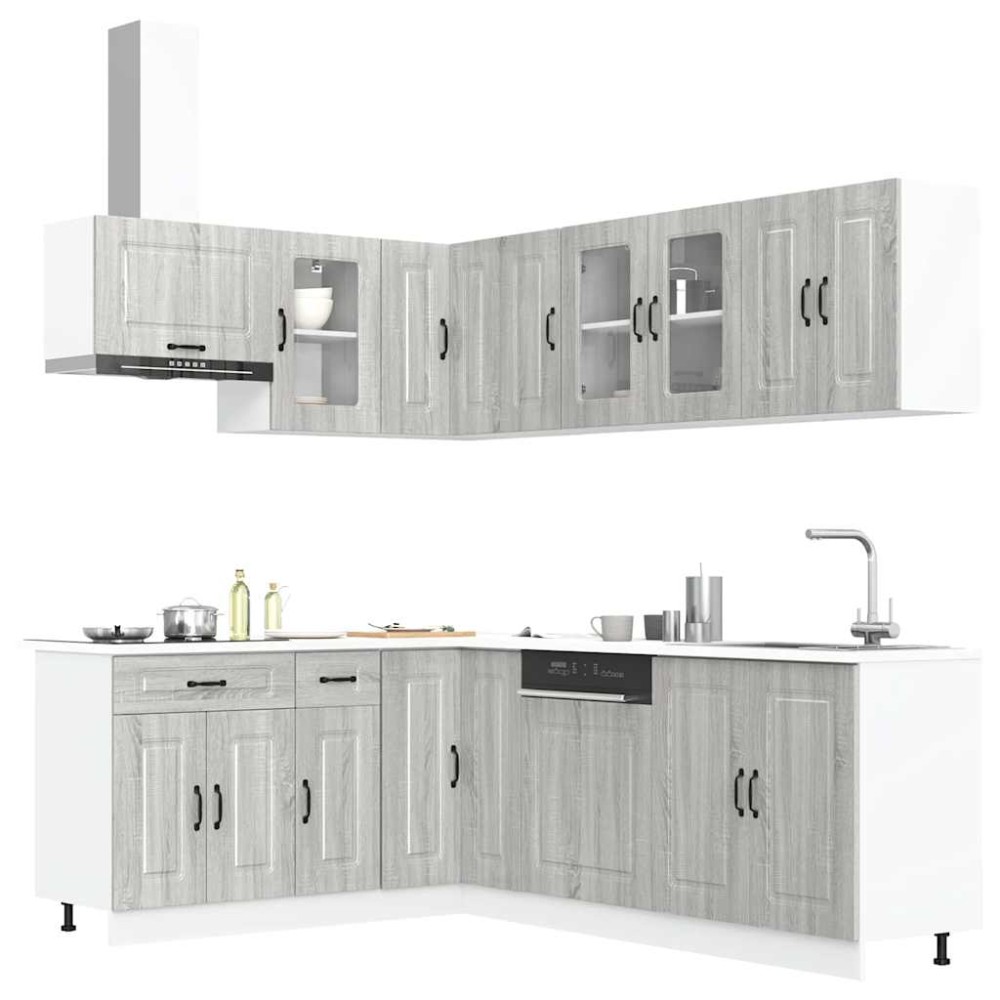 vidaXL Set de dulapuri de bucătărie 11 piese „Kalmar” lemn Sonoma gri