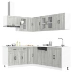 vidaXL Set de dulapuri de bucătărie 11 piese „Kalmar” lemn Sonoma gri vidaXL Set de dulapuri de bucătărie 11 piese „Kalmar” lemn Sonoma gri