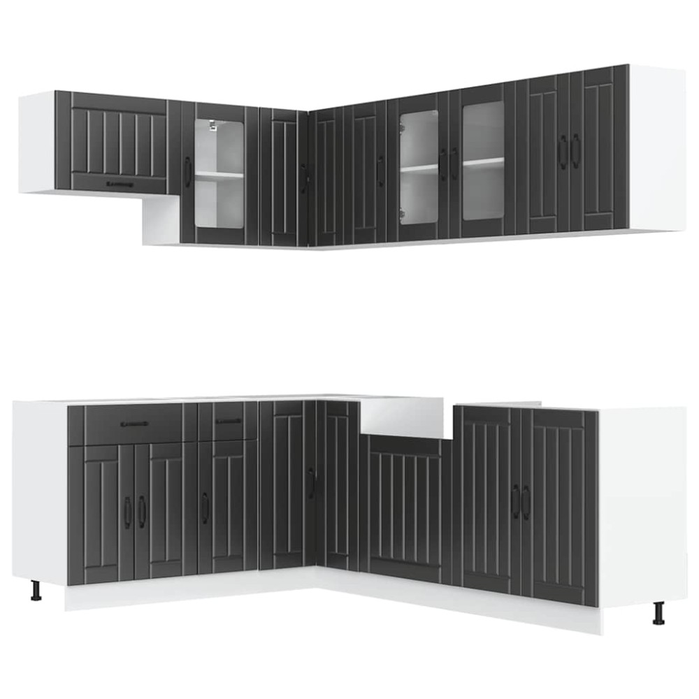 vidaXL Set dulap de bucătărie 11 piese „Lucca” lemn negru prelucrat