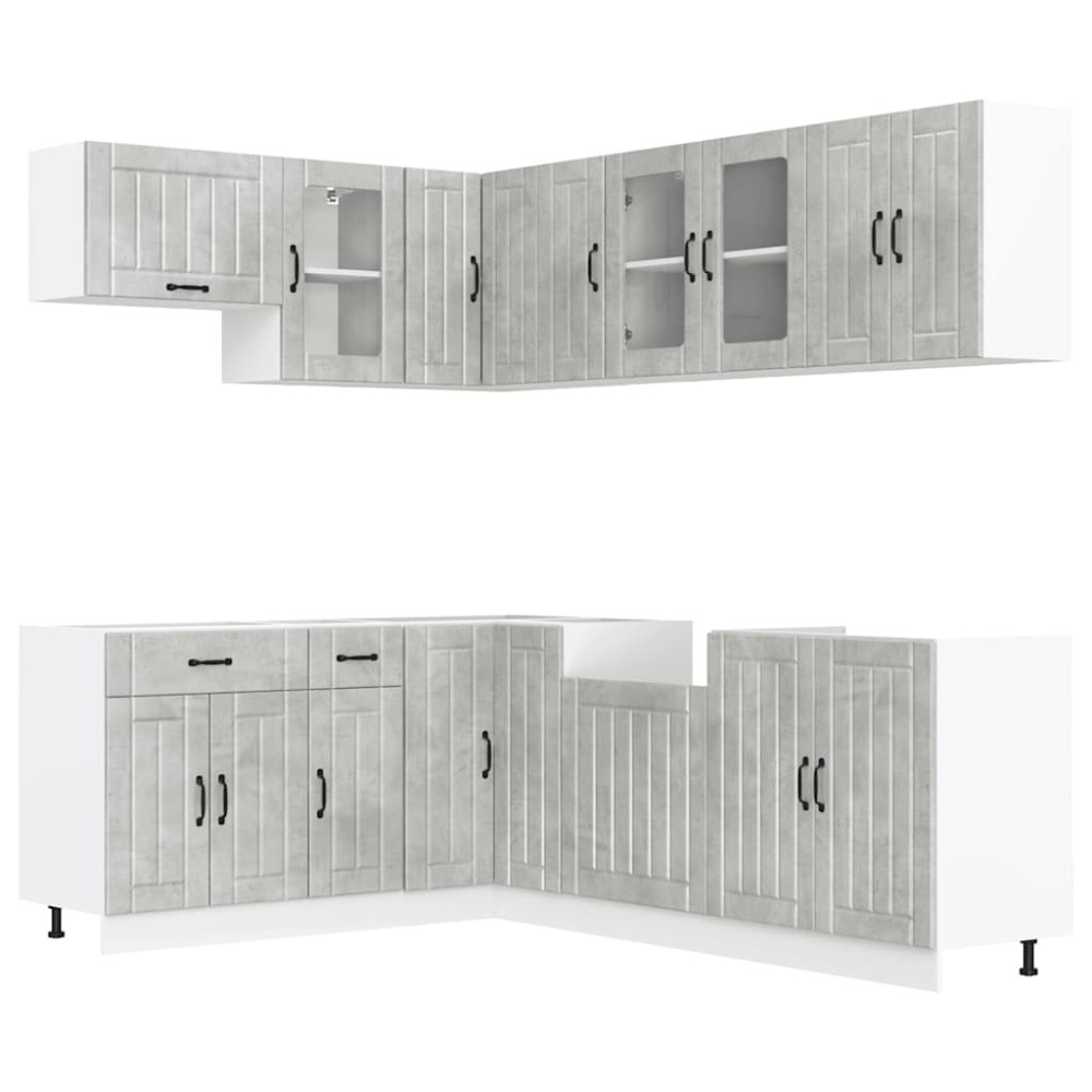 vidaXL Set dulapuri de bucătărie 11 piese „Lucca” gri beton Lemn