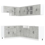 vidaXL Set dulapuri de bucătărie 11 piese „Lucca” gri beton Lemn vidaXL Set dulapuri de bucătărie 11 piese „Lucca” gri beton Lemn