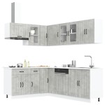 vidaXL Set dulapuri de bucătărie 11 piese „Lucca” gri beton Lemn vidaXL Set dulapuri de bucătărie 11 piese „Lucca” gri beton Lemn