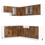 vidaXL Set dulap de bucătărie din 11 piese „Lucca” stejar afumat Lemn