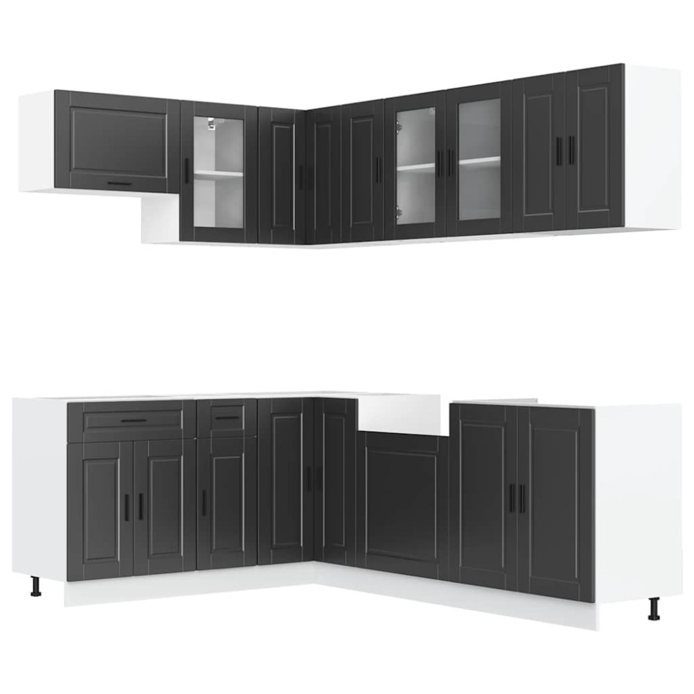 vidaXL Set dulap de bucătărie 11 piese „Porto” lemn negru prelucrat