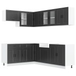 vidaXL Set dulap de bucătărie 11 piese „Porto” lemn negru prelucrat